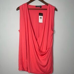 Lauren Ralph Lauren Women's Coral Drape Top Size 2X